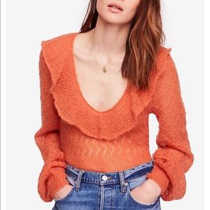 Free People Soft Ruffled-Neck Sweater